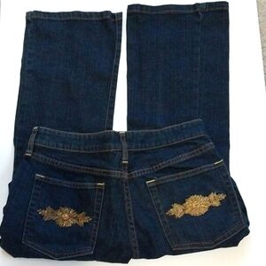 The Limited Vintage "Drew Jeans" Gold Embellished Bling Pockets Size 2 Dark Wash